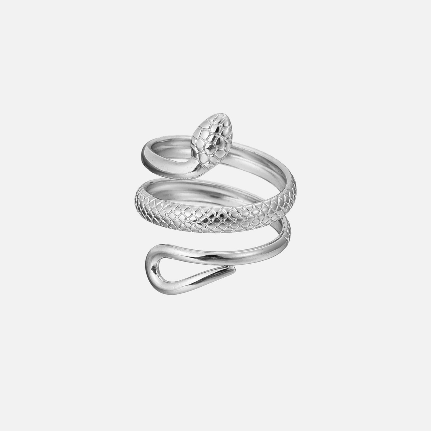 Detailed Snake Ring - Silver (Adjustable)