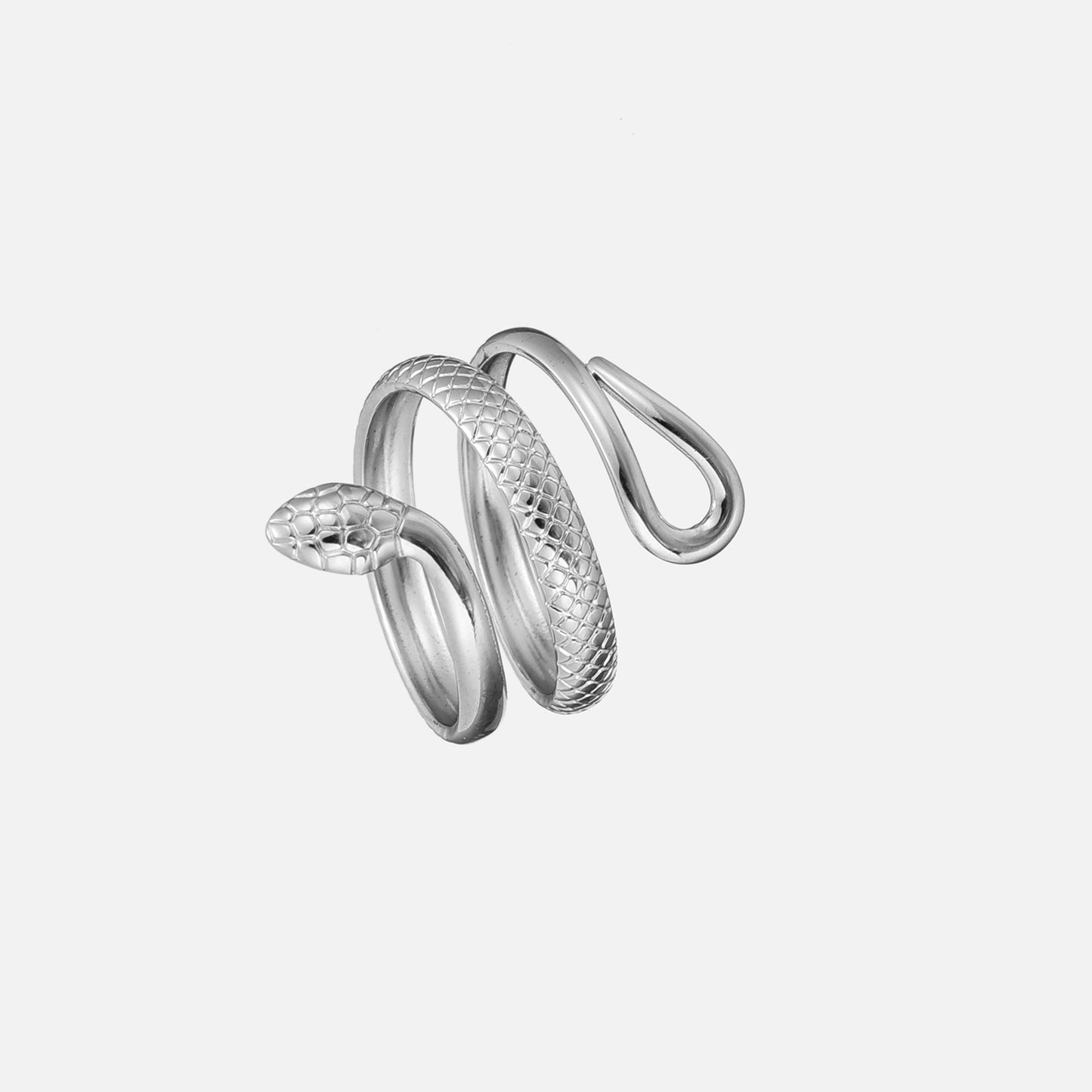 Detailed Snake Ring - Silver (Adjustable)